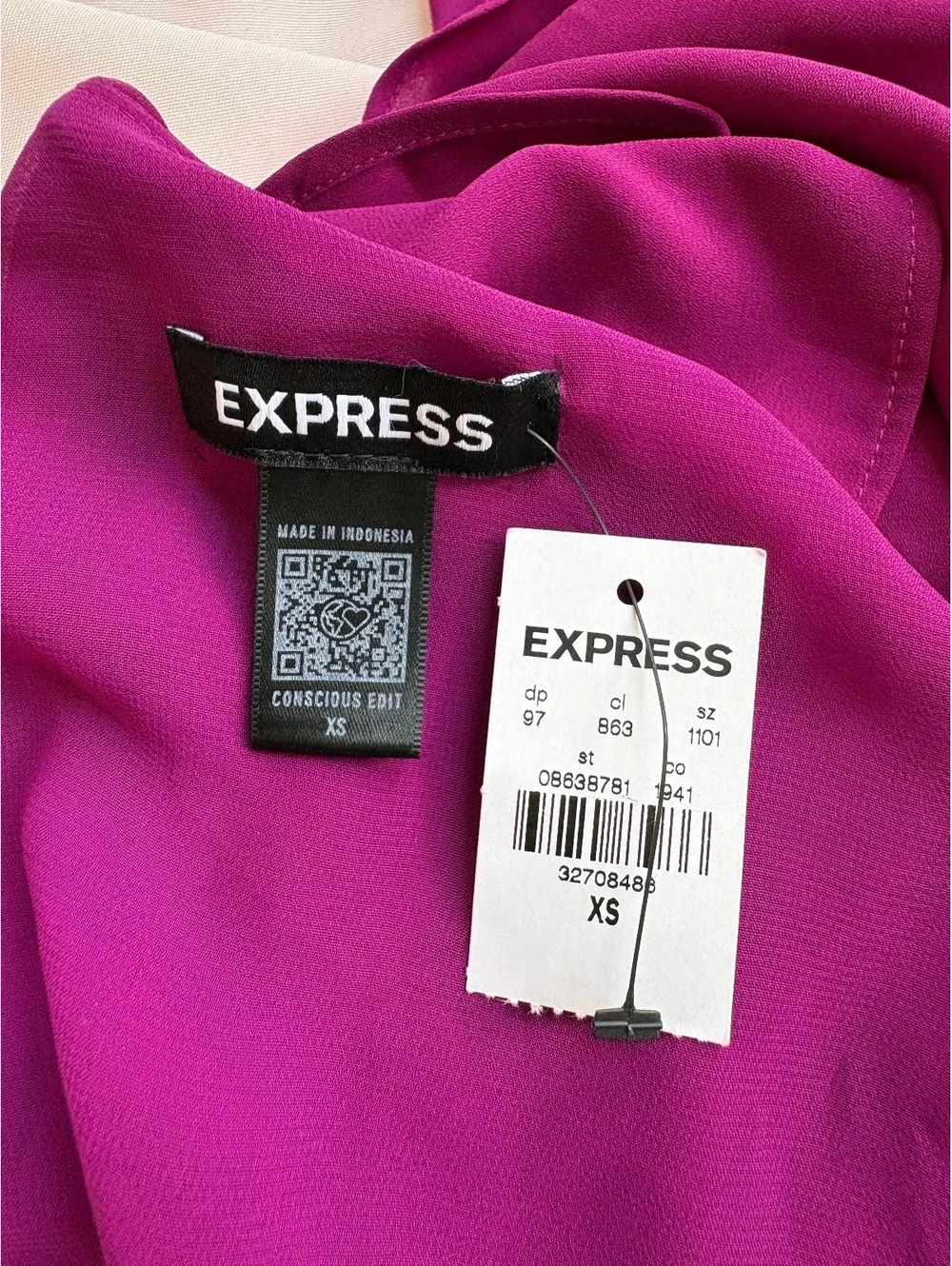 Express Women's Fuchsia Ruffled Sleeveless Blouse Size XS